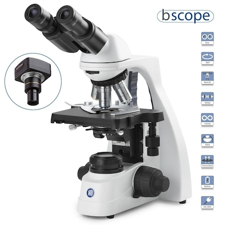 BScope 40X-1000X Binocular Compound Microscope W/ 10MP USB 2 Digital Camera & Plan IOS Objectives